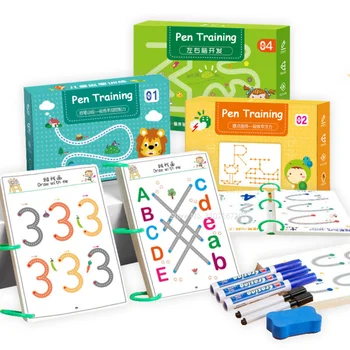 Deti Montessori Vymazateľné Pero na Kreslenie Hračky Výcvik v riadení Farba Tvar Matematika Zápas Hra dieťaťa Raného Vzdelávania Pero Hračky