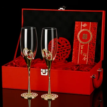 Európsky štýl bublina Pohár Šampanského vína nastaviť krištáľové sklo čašu vína, pohár svadobný dar pár pohár