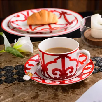 High-Grade Kosti Čína Čínska Červená Šálku Kávy Keramické Čaj Čierny Čaj Pohár Jedlo Zvierat Tablewar Nastaviť Svadby a kolaudačné párty Dary