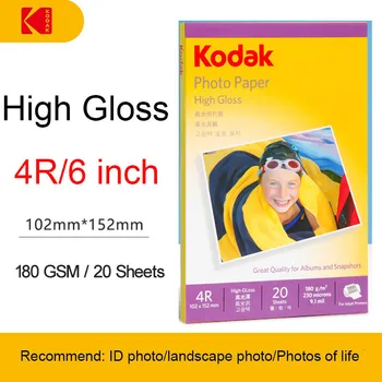 Pôvodné Kodak Photo Paper 180 g 4R 6 Palcov 20 Listov Vysoký Lesk Farebná Atramentová Tlač Fotografií Okamžité Suché a Vode Odolný
