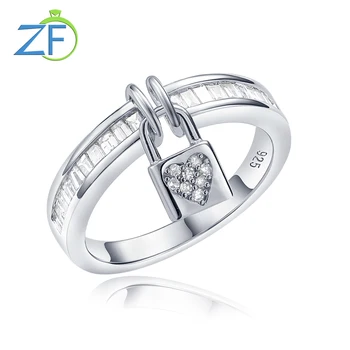 GZ ZONGFA 100% 925 Sterling Silve Visí Zámok Krúžok pre Ženy, Luxusné Prírodné Brilliant-Diamond 0.4 ct Svadobné Party Jemné Šperky