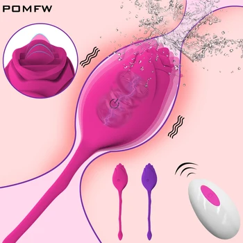 10 Rýchlosti Silný Rose Vibrátor Hračka pre Ženy Jazyk Lízanie Klitorisu Simulátor Bezdrôtové Ovládanie Sex Ženské Hračky Pre Dospelých