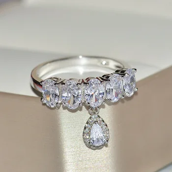 Nový Príchod Vintage Vyplnené Snubné Prstene pre Ženy Módne Šperky Luxusný Biely Zirkón Zásnubný Prsteň Love Darčeky Vysokej Kvality