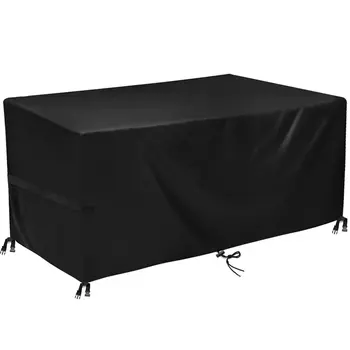600D Nábytok Krytu Terasu, Záhradný Stôl Vonkajšie Waterproof Black Oxford Handričkou Nábytok Protiprachový Kryt S Štyri-rohové Spony
