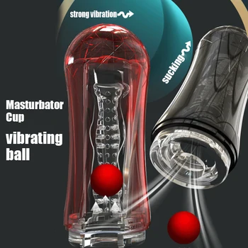 Nový Muž Masturbator pohár s vibračnou Loptu sex shop sexuálne fantázie človeka, hračky Vákuového sania dospelých produkty stimulácia pre mužov