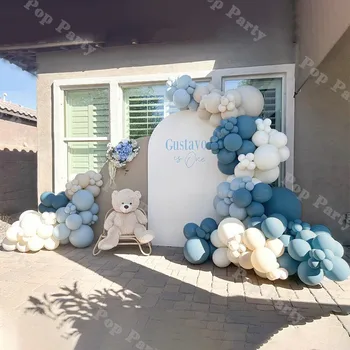 122/182pcs Baby Sprcha Balóny Arch Slate Blue Boho Balóny Svadobné fotenie Pozadie Rodovej Odhaliť Narodeninovej Party Dodávky