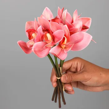 Umelé Plastové Cymbidium Simulácia Ružová Orchidea Svadobné Sieň Kvet Usporiadanie Domov Garden Party Ploche Rastlín Dekorácie