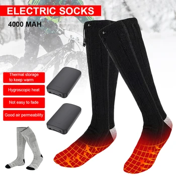 V zime Teplé Kúrenie Ponožka 3 Tepla Pružná Vodotesná Elektrické Vyhrievané Ponožky, 4000mAh Power Bank Tepelnej Nohy Teplejšie pre Mužov, Ženy