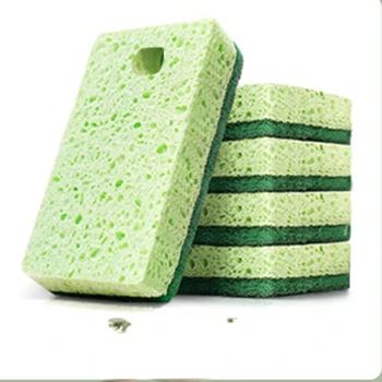 Drevná buničina špongia na riady so špongie poutierajte blok obojstranné môžu byť zavesené kuchyňa čistenie dreva, buničiny bavlna pranie pad