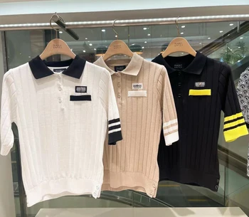 Južná Kórea Pôvodného Jednotného Nové Golfové Oblečenie Žien-Krátke rukávy Pletené Klope T-shirt Outdoorové Športy Jednoduché Polo Tričko