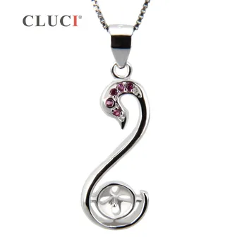 CLUCI 925 sterling silver krásna Labuť perly medailón prívesok príslušenstvo pekný kovový náhrdelník šperkov prívesky pre ženy SP163SB