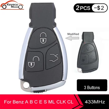 KEYECU 3 Tlačidlá Smart Remote Auto príveskom, 433Mhz Na Mercedes Benz A B C E S ML, CL, CLK Triedy W203 W204 W210 W211 W212