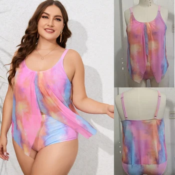 2023 Nové Plus Veľkosť XL-10XL zakryť Plavky Ženy Tlač Tankiny Nastaviť Dva Kusy Bikini Mujer plavky plážové oblečenie Plavky