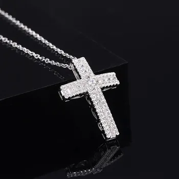 Nové S925 celého tela Striebro Seiko dámskej Módy Populárne Plný diamond Vykladané Kríž Náhrdelník s Príveskom, Šperky