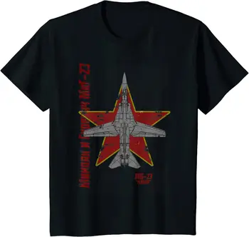 Rusko Cyrilika Sovietskeho Studenej Vojny MiG-23 Flogger Jet Fighter T-Shirt. Prémiová Bavlna Krátky Rukáv O-Krku Mens T Tričko je Nové S-3XL