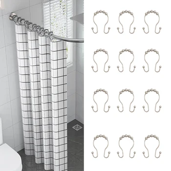 12pcs Obojstranný Kúpeľňa proti Poškriabaniu Hotel Pevné Sprchový Záves Háčik Nerezovej Ocele Pre Navi Anti Drop Univerzálny