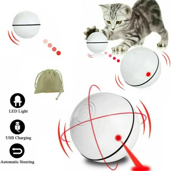 Cat Hračka Smart Interaktívne Rolling Loptu Automatické Otáčanie Pet Hrať Hry Hračky Pre Mačky Psa Mačiatko USB Elektrické LED Bleskom Gule