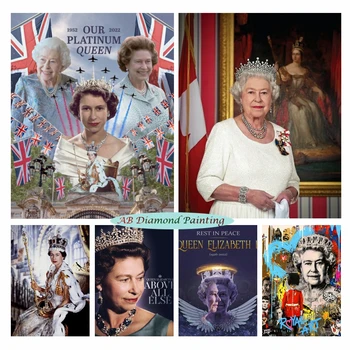 Kráľovná Alžbeta 5D Diy AB Vŕtačky Diamantové Maľovanie Auta Portrét Wall Art Obraz Diamond Mozaiky Korálky Cross Stitch Domova
