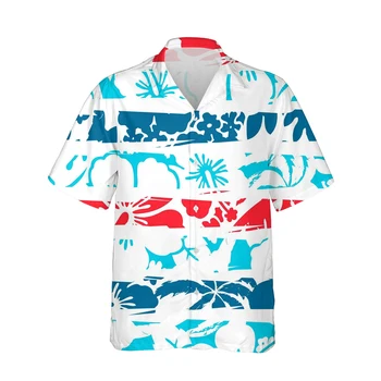 Jumeast 3D Prekladané pánske Košele Neforemné Oblečenie S Nepravidelným Kontrast Tlače Havajské Tričko s Krátkym Rukávom Pre Mužov Bežné Blúzky