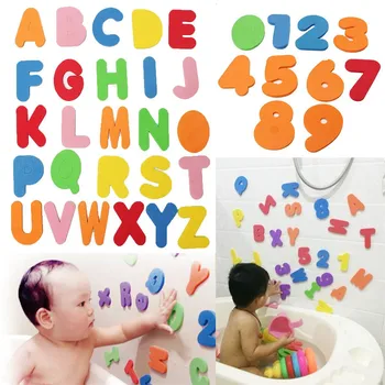 36pcs/Set Alfanumerický List Puzzle Baby Kúpeľ Hračky Mäkké EVA Deti Baby Vodné Hračky Pre Kúpeľňa Skoro Vzdelávacie Sacie Až