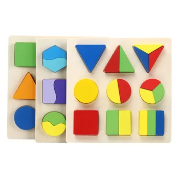Dieťa Geometrie Zodpovedajúce Blok Montessori Blok Detí Dreva, Stavebné Bloky, Hračky Skoro Vzdelávacie Inteligencie Zápas Hračky