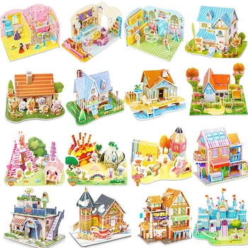 Vlastné Foto Puzzle Kreslených Princezná Hrad House 3d Puzzle Skladačka Vzdelávania, Vzdelávacie Hračky Pre Deti Osobný Darček Hračky