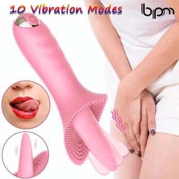 bpm 10 Vibračných Režimov G-Spot Klitorálny Vibrátor Jazyk Lízanie Klitoris Tickler Bradavky Stimulátor Vaginálny Orgazmus, Sexuálne Hračky pre Ženy