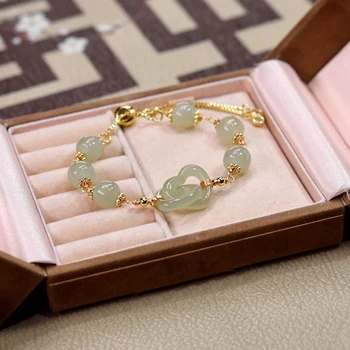 Prírodné chalcedony jaspis romantický v tvare srdca Spriahnuté náramok pre ženy nádherné high-end strieborné šperky pre priateľku