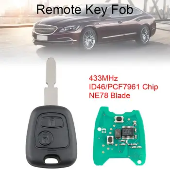 433Mhz 2Buttons Diaľkové kľúča Vozidla ID46/PCF7961 Čip a NE78 Čepeľ Keyless Entry Auto Náhradný Kľúč pre Peugeot 406 407 408 607