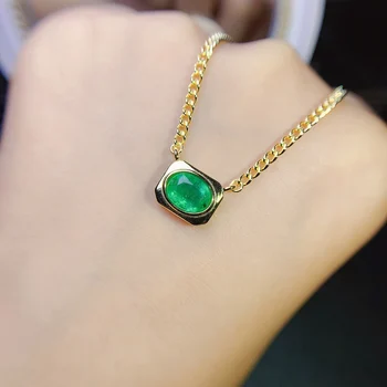 【M&T] vyzýva 100% prírodné Emerald náhrdelník Rýdzeho Striebra 925 Dámy Náhrdelník Klasické elegantné retro darček strany