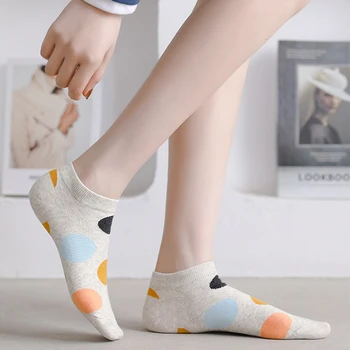 Dámy Polka Dot Ponožky Nízke Trubice Loď Ponožky Ženy Neviditeľné No Show Ponožky Harajuku Členkové Ponožky Športové Papuče Bavlna Krátke Ponožky