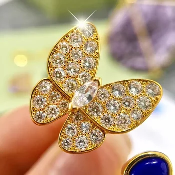 Značka Pozlátené 18K Zlata Ženy Modrá Lapis Butterfly Svadobné Šperky, Darčeky Nastaviť Luxusné 925 Striebro Náušnice Náramok, Náhrdelník Krúžok