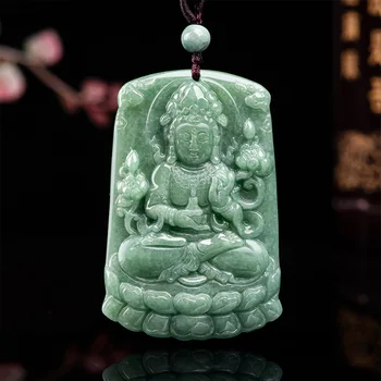 Maichuang/Prírodné Jade Lotus Guanyin Emerald Náhrdelník S Príveskom Elegantné Módne Osobnosti Kúzlo Šperky Muži Ženy Pár Darček